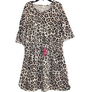 FADED GLORY girls large 10/12 casual tan brown black animal spot print dress